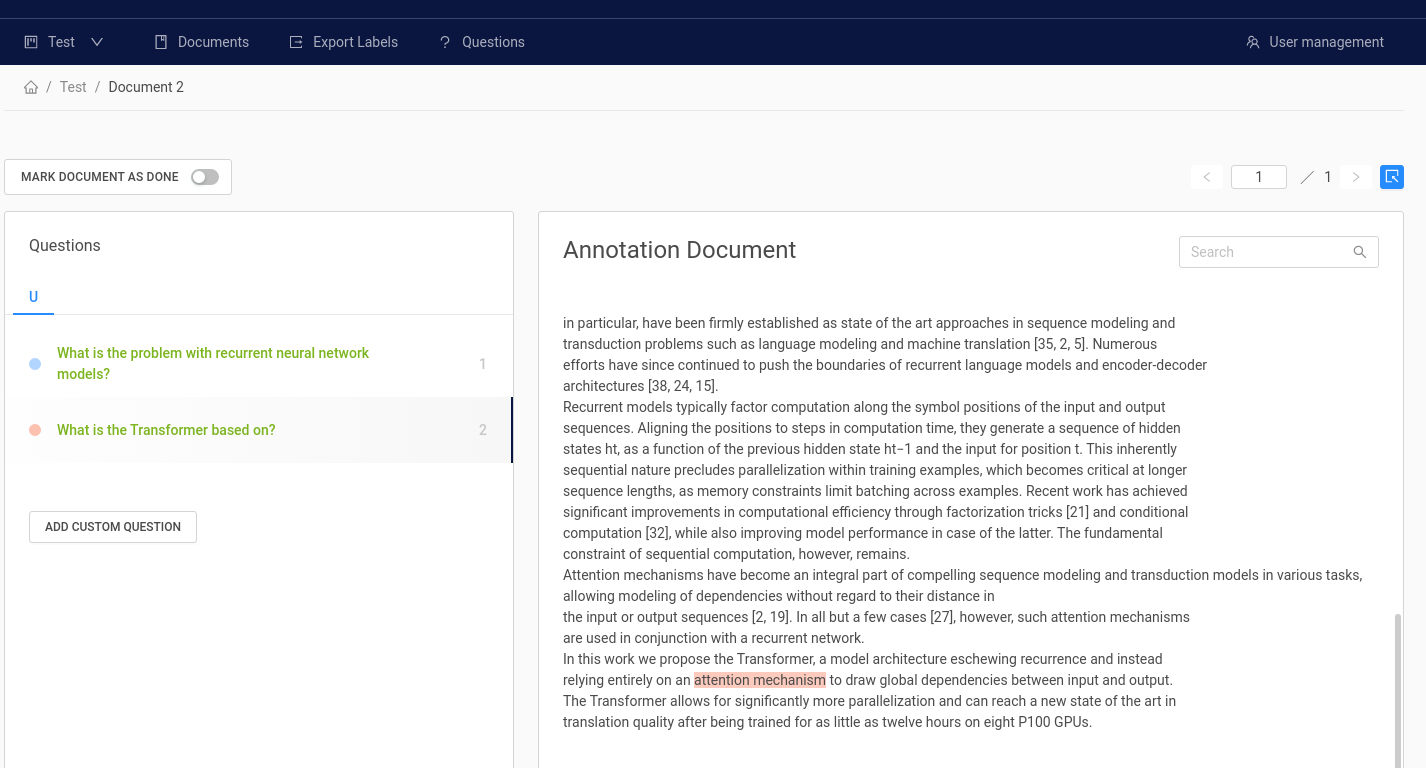 Snapshot of the annotation tool