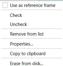 DeepSkyStacker - Context menu