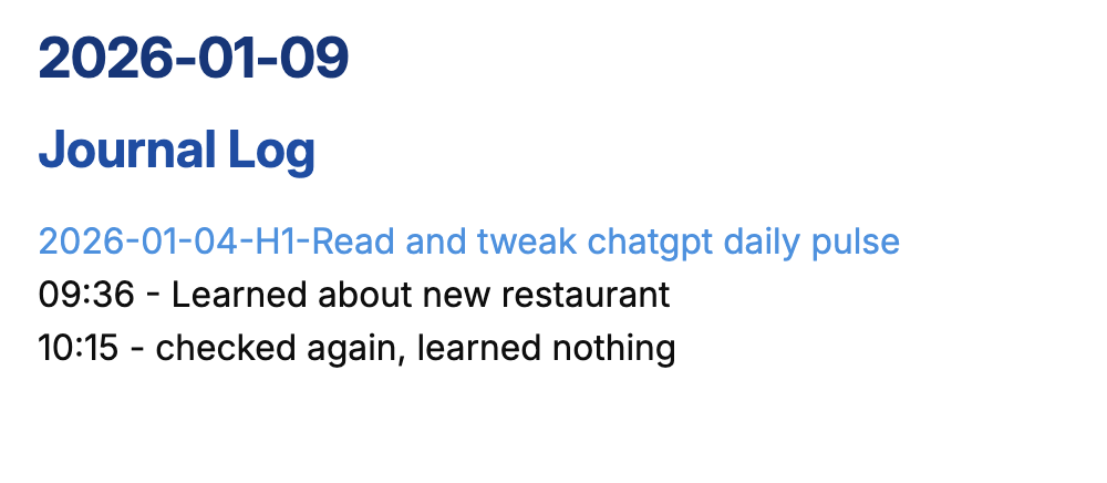 Journal Entry on Daily Note