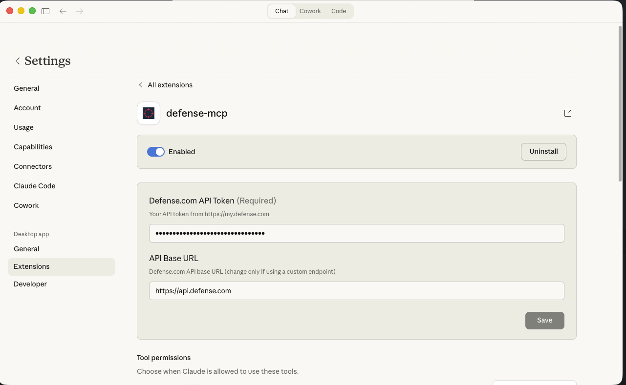 Defense MCP Configuration
