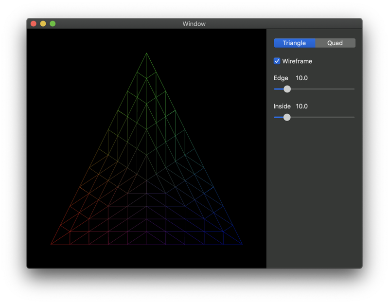 macOS app tessellating a triangle