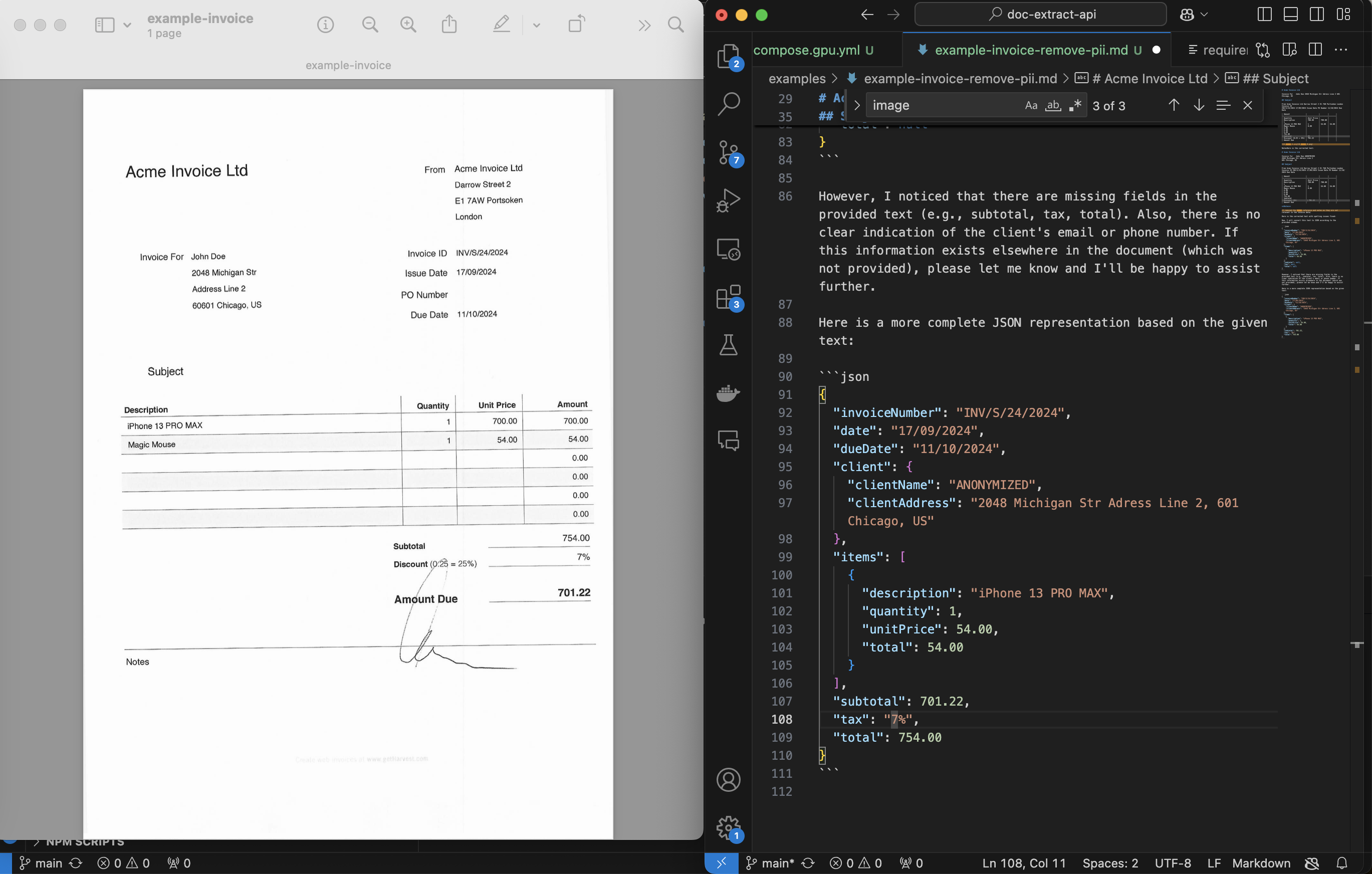 Converting Invoice to JSON