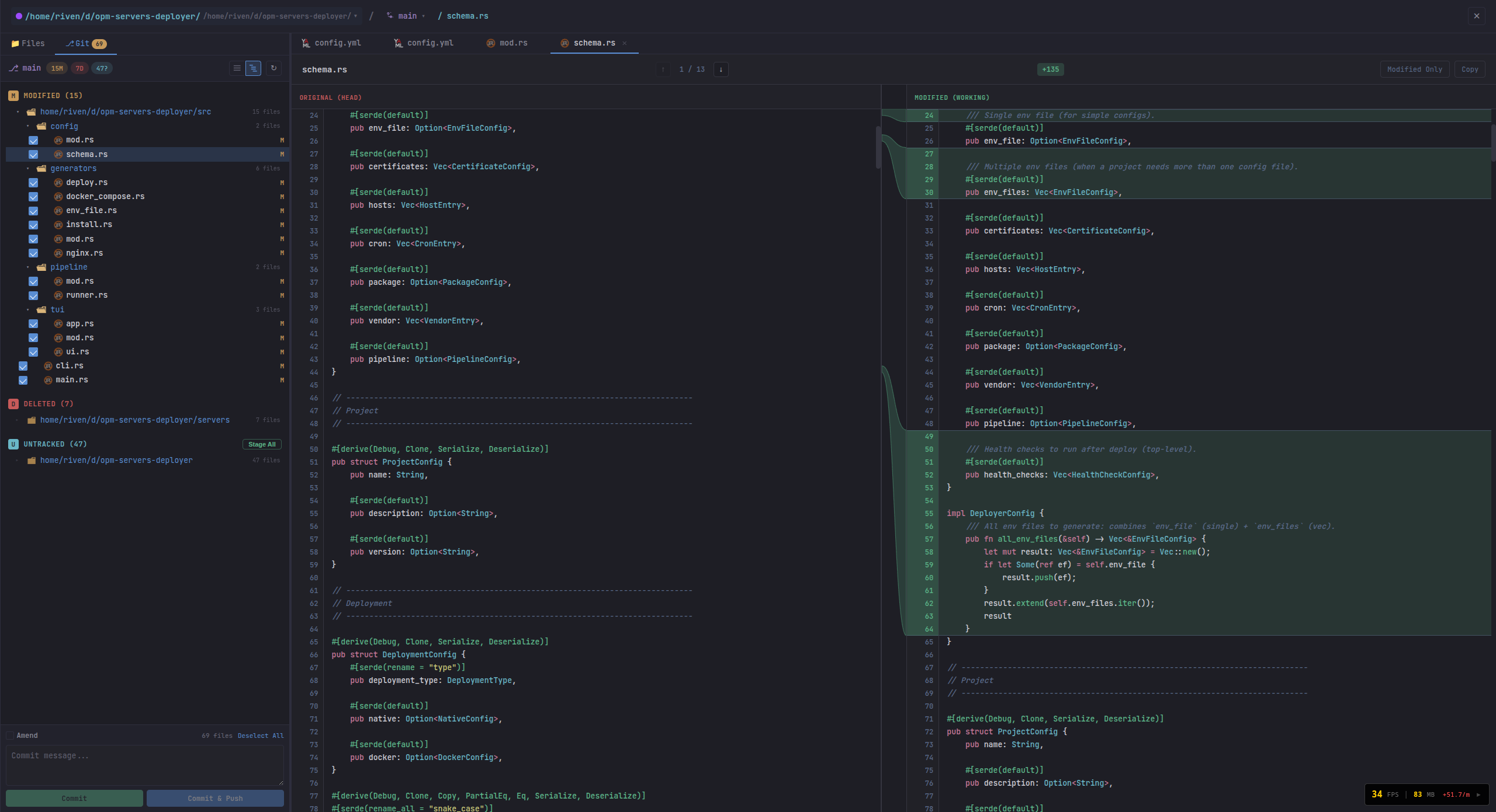 File Explorer with Git Diffs