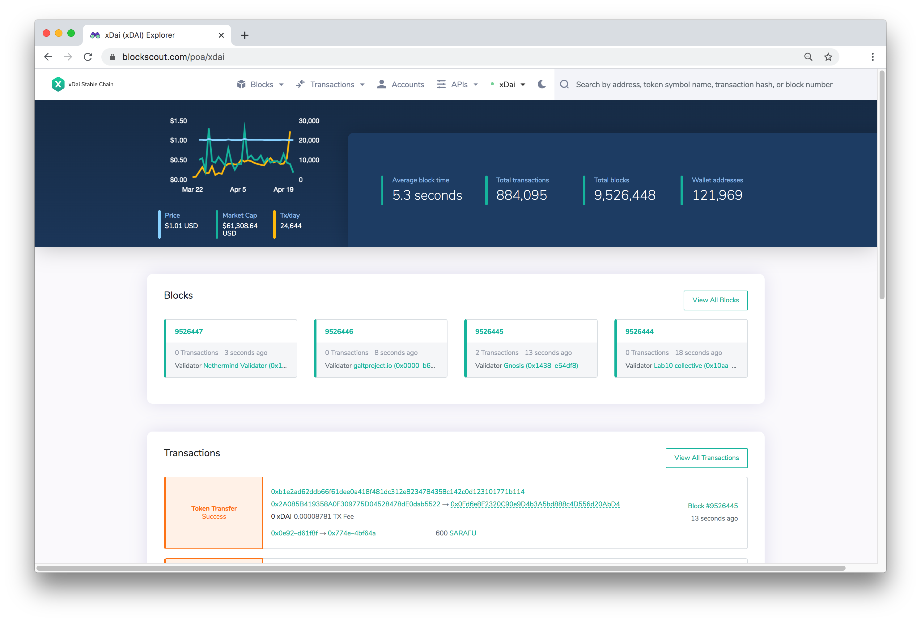 xDai on the BlockScout.com Blockchain Explorer