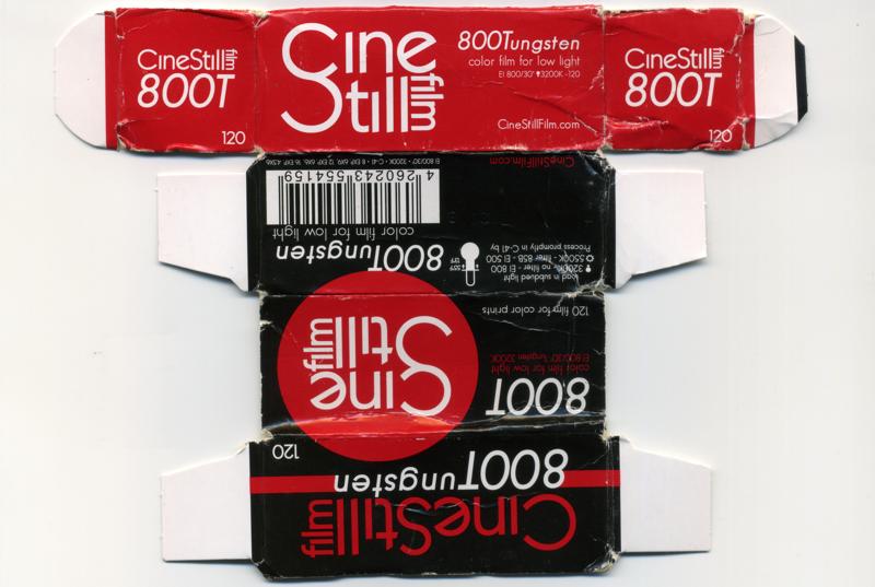 CineStill 800T film packaging