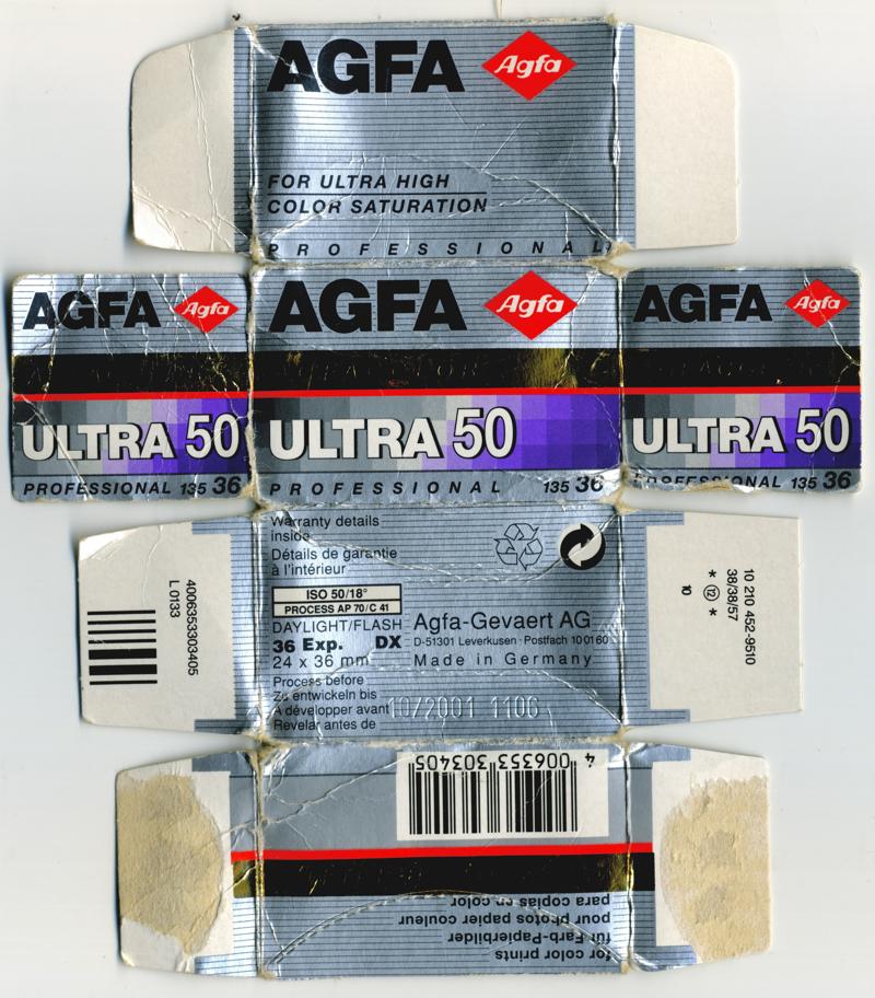Agfa AgfaColor ULTRA 50 film packaging
