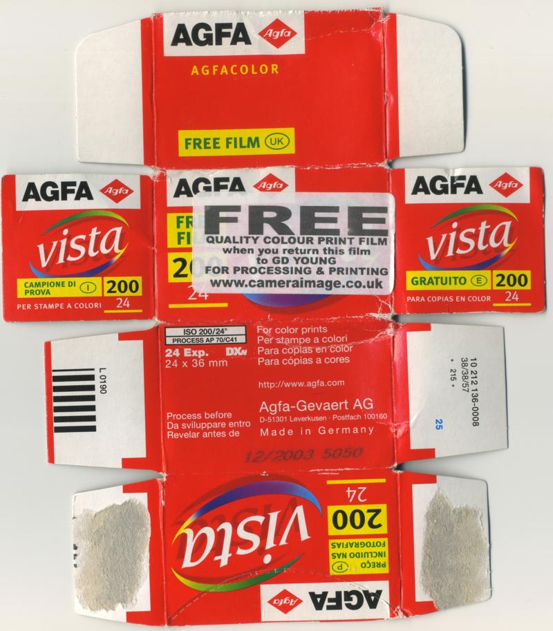 Agfa AgfaColor Vista film packaging