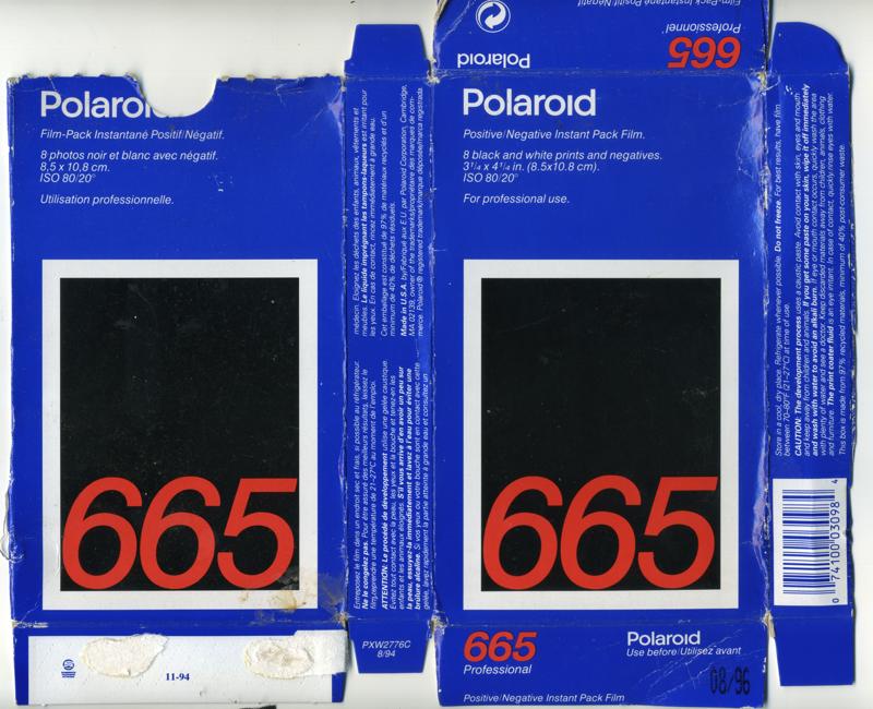 Polaroid 665 film packaging