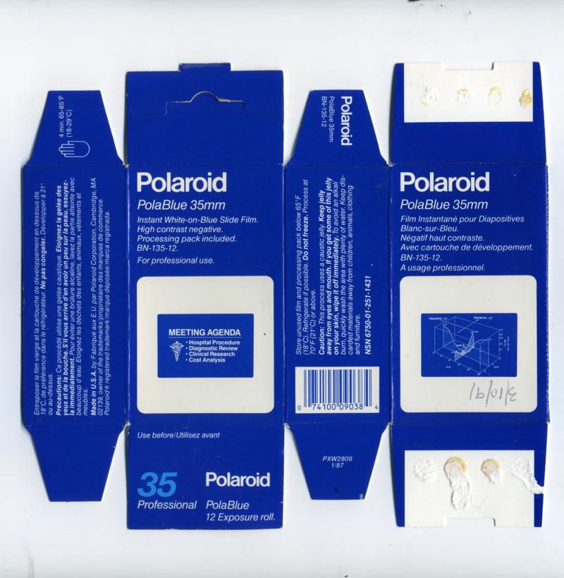 Polaroid PolaBlue 35mm film packaging