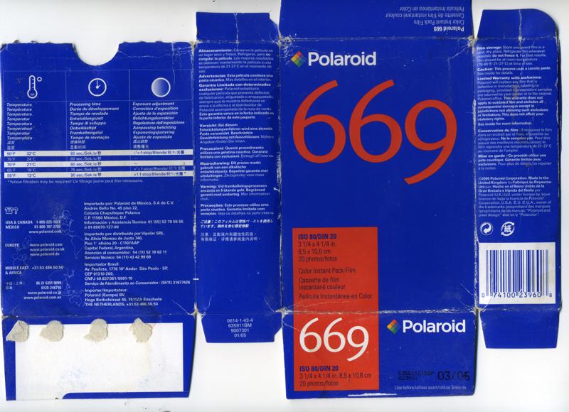 Polaroid 669 film packaging