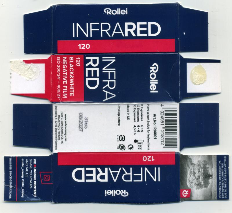 Rollei Infrared 400 film packaging