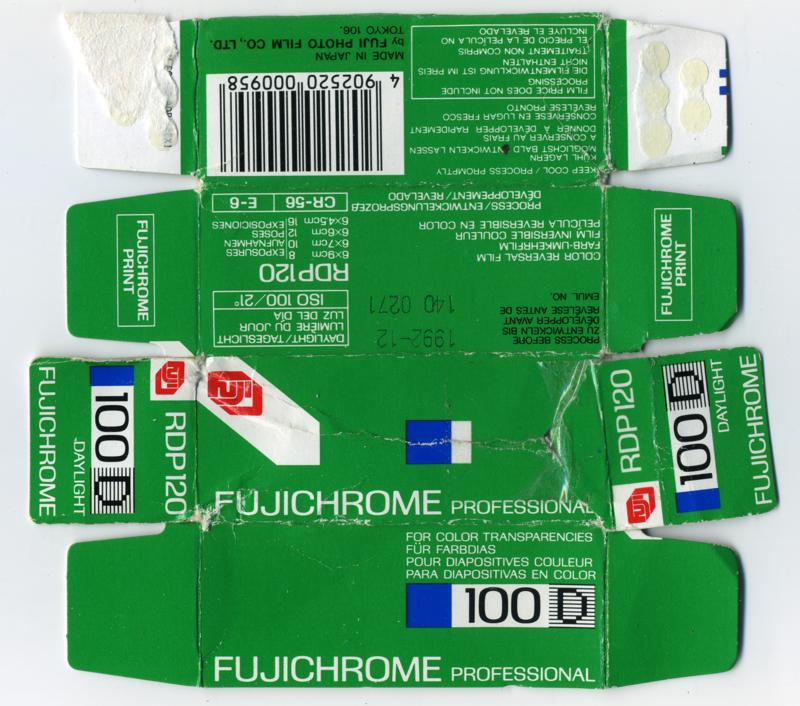 Fujifilm Fujichrome Professional 100D film packaging