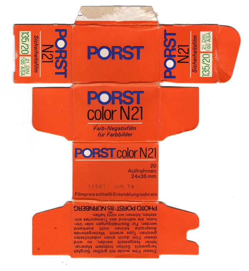 Porst Color N21 film packaging