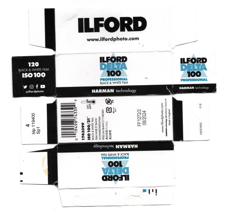 Ilford Delta 100 Professional film packaging