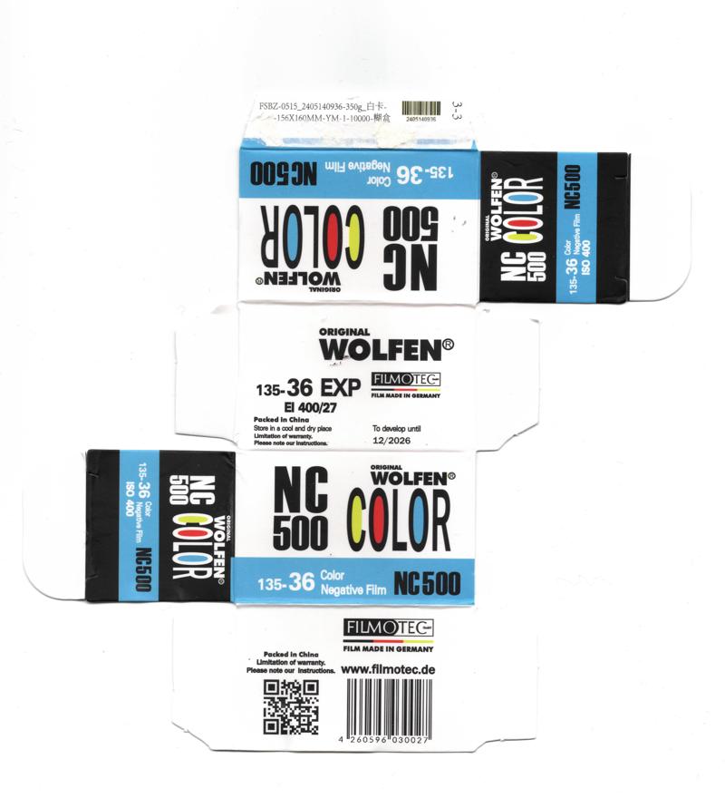Wolfen NC500 film packaging