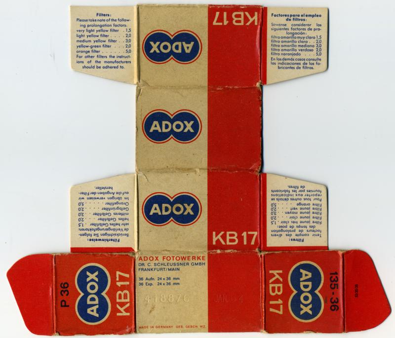 ADOX KB17 film packaging