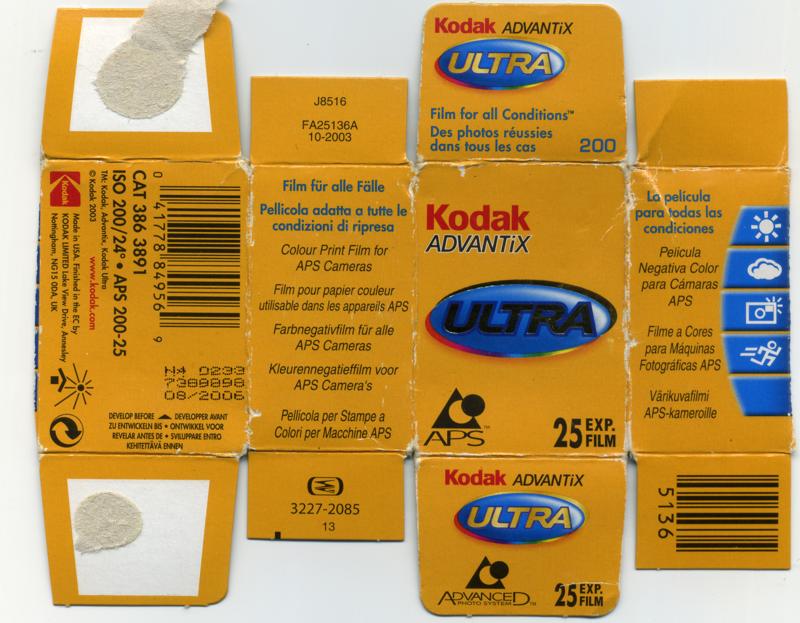 Kodak Advantix Ultra film packaging