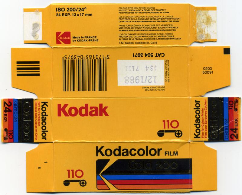 Kodak Kodacolor Gold 100 GA film packaging