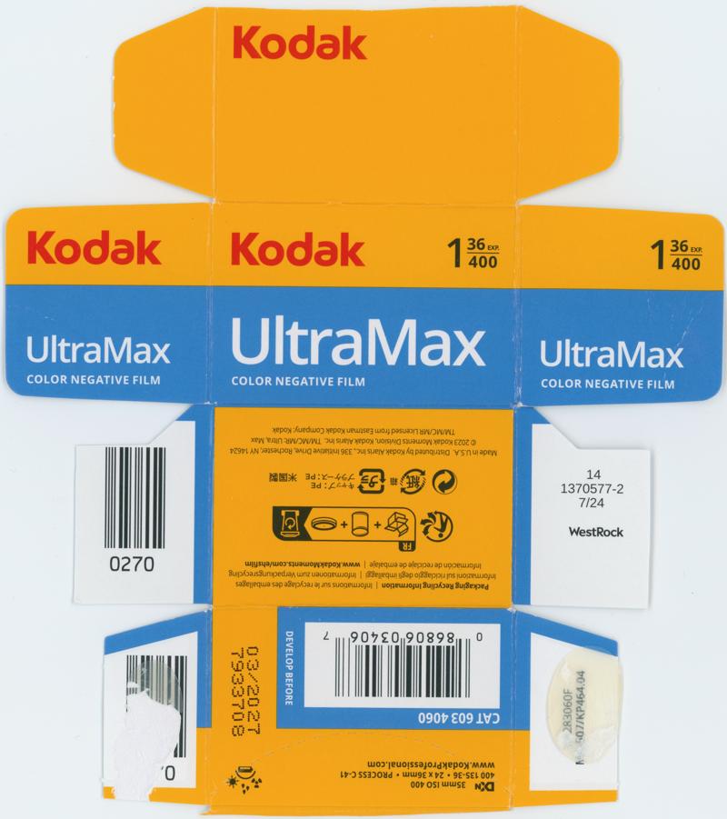 Kodak UltraMax film packaging