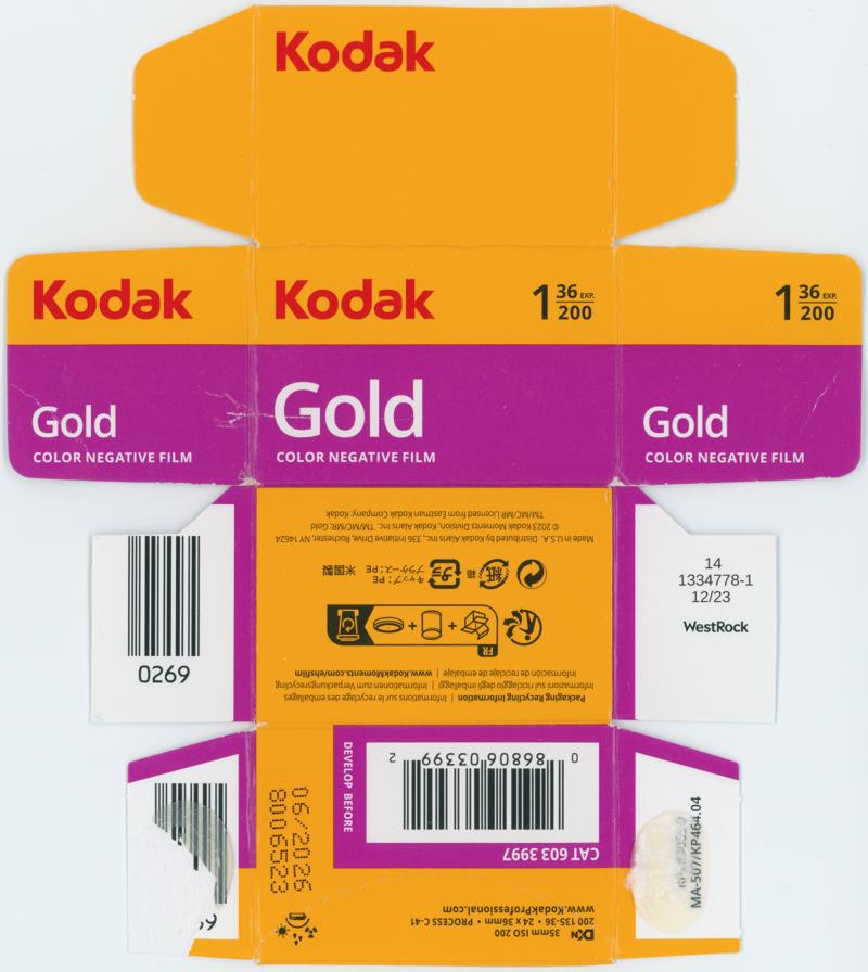 Kodak Gold film packaging