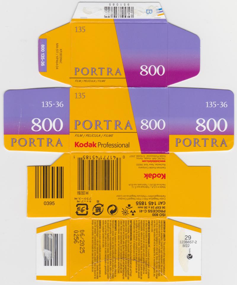 Kodak Portra 800 film packaging