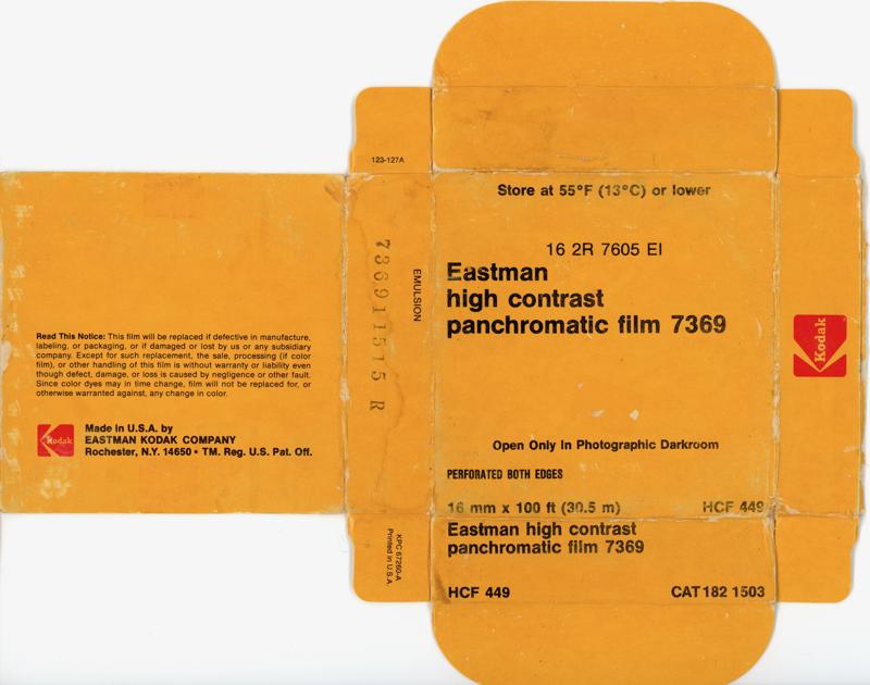 Kodak SO389 High-contrast Panchromatic SO-389 film packaging