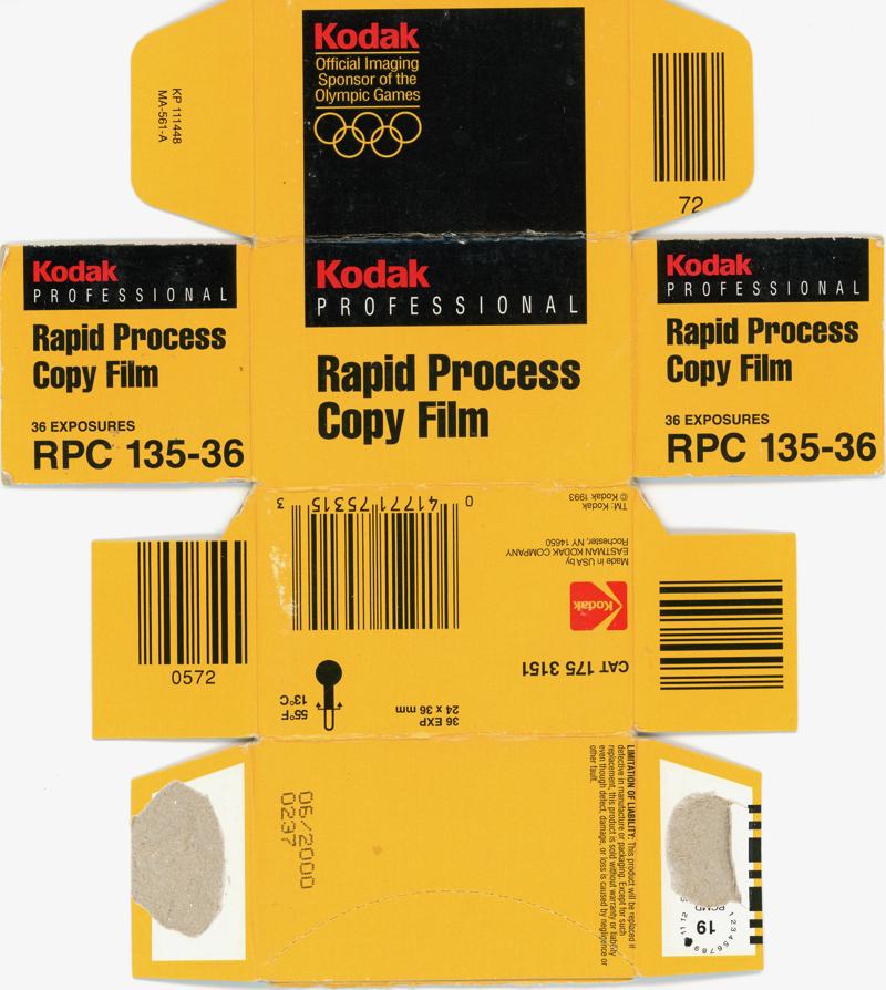 Kodak Rapid Process Copy Film film packaging