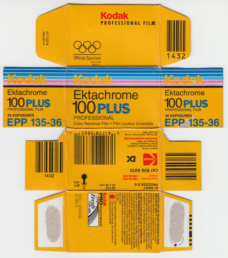 Kodak Ektachrome 100 Plus film packaging