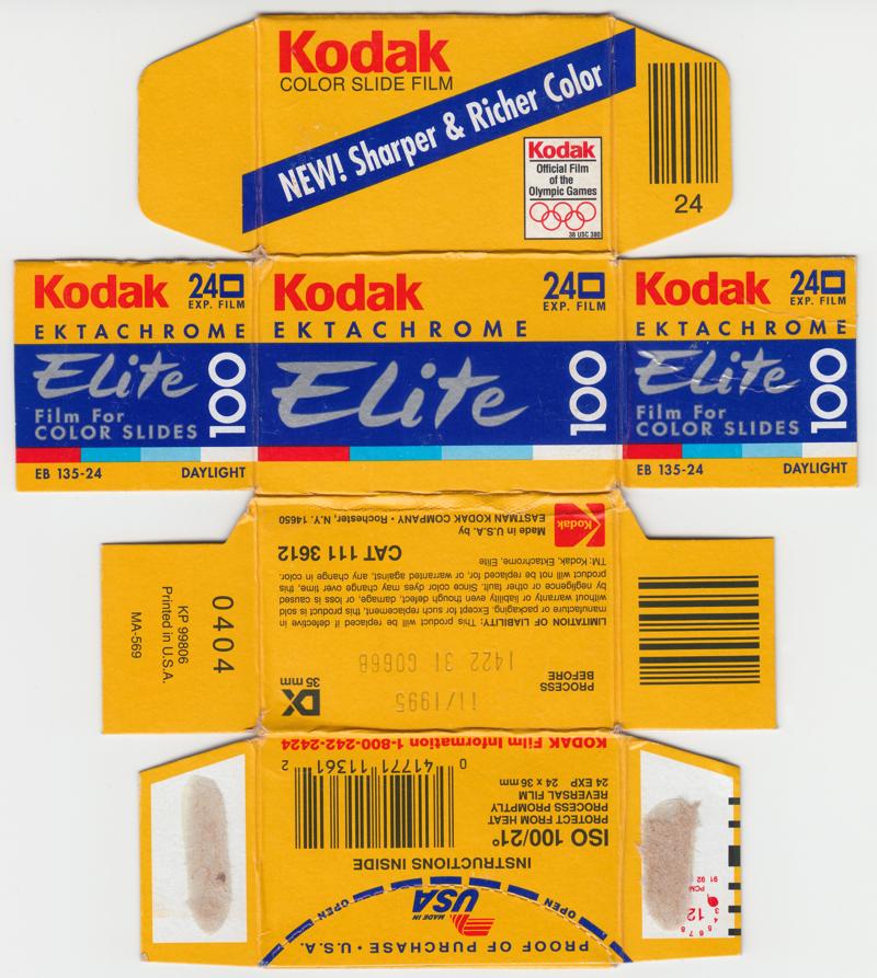 Kodak Ektachrome Elite 100 film packaging