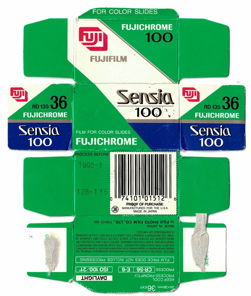 Fujifilm Fujichrome Sensia II 100 film packaging