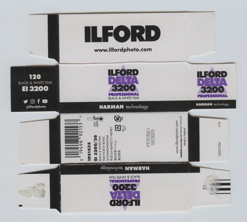 Ilford Delta 3200 Professional film packaging