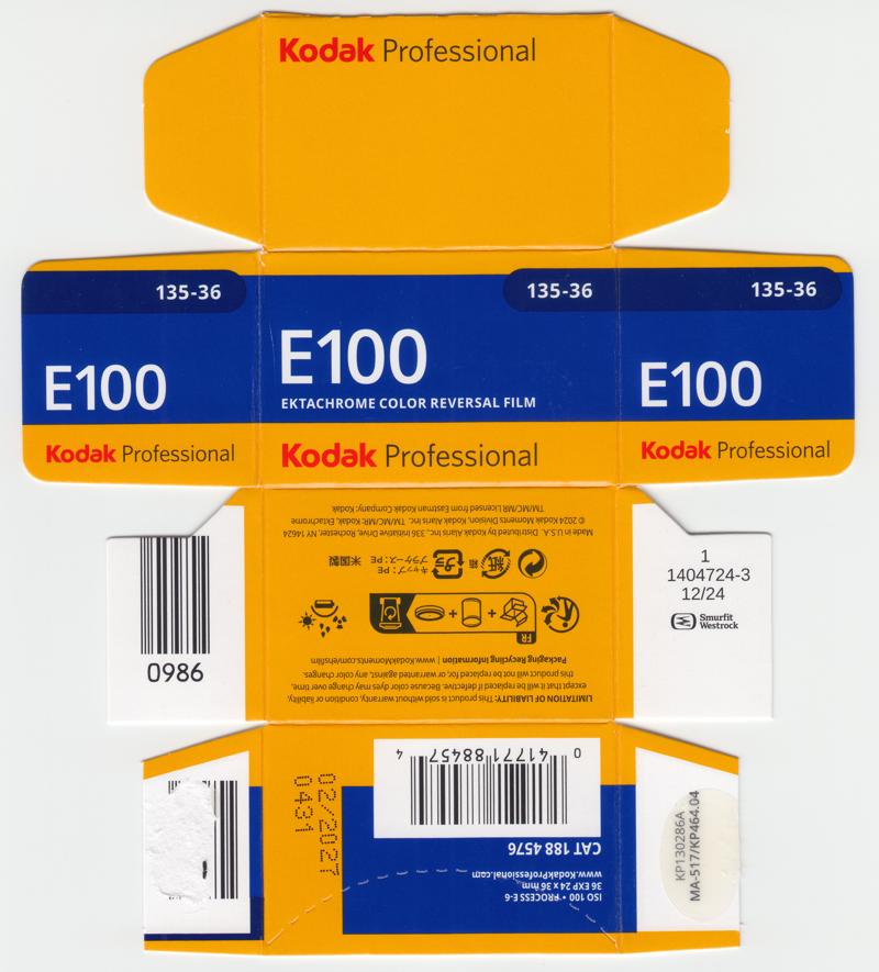 Kodak Ektachrome E100 film packaging