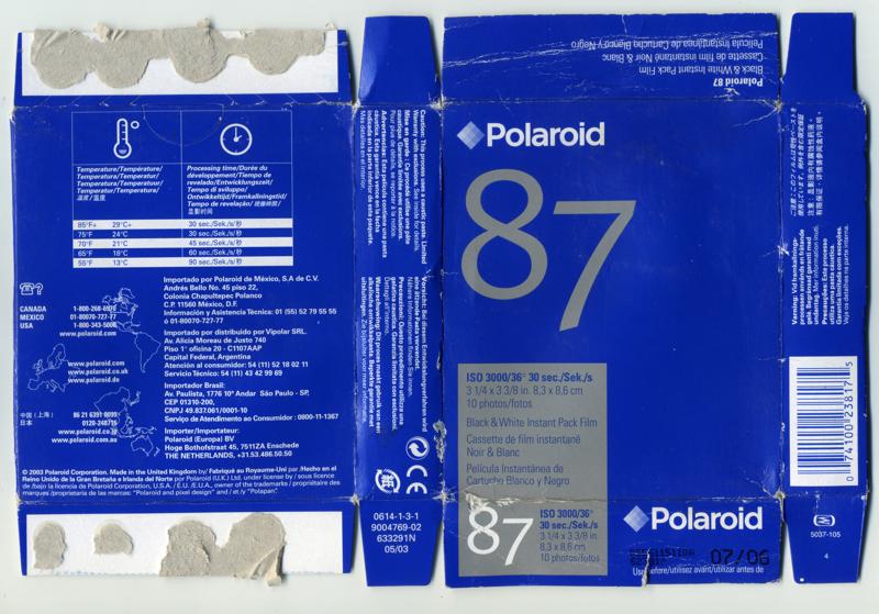 Polaroid 87 film packaging