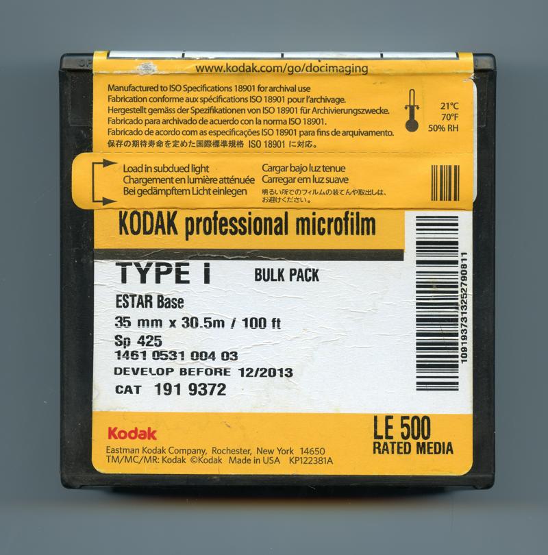 Kodak Professional Microfilm Type I film packaging