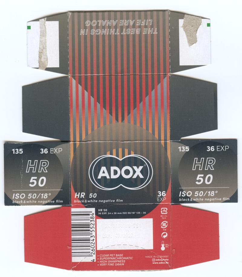 ADOX HR 50 film packaging