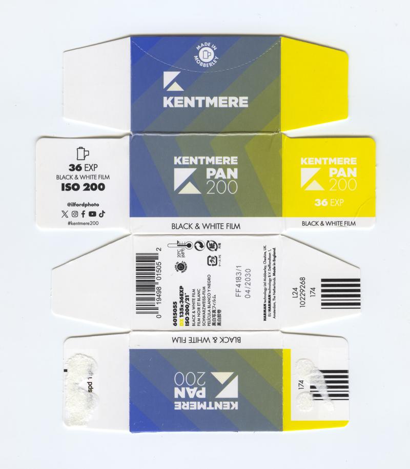 Kentmere PAN 200 film packaging