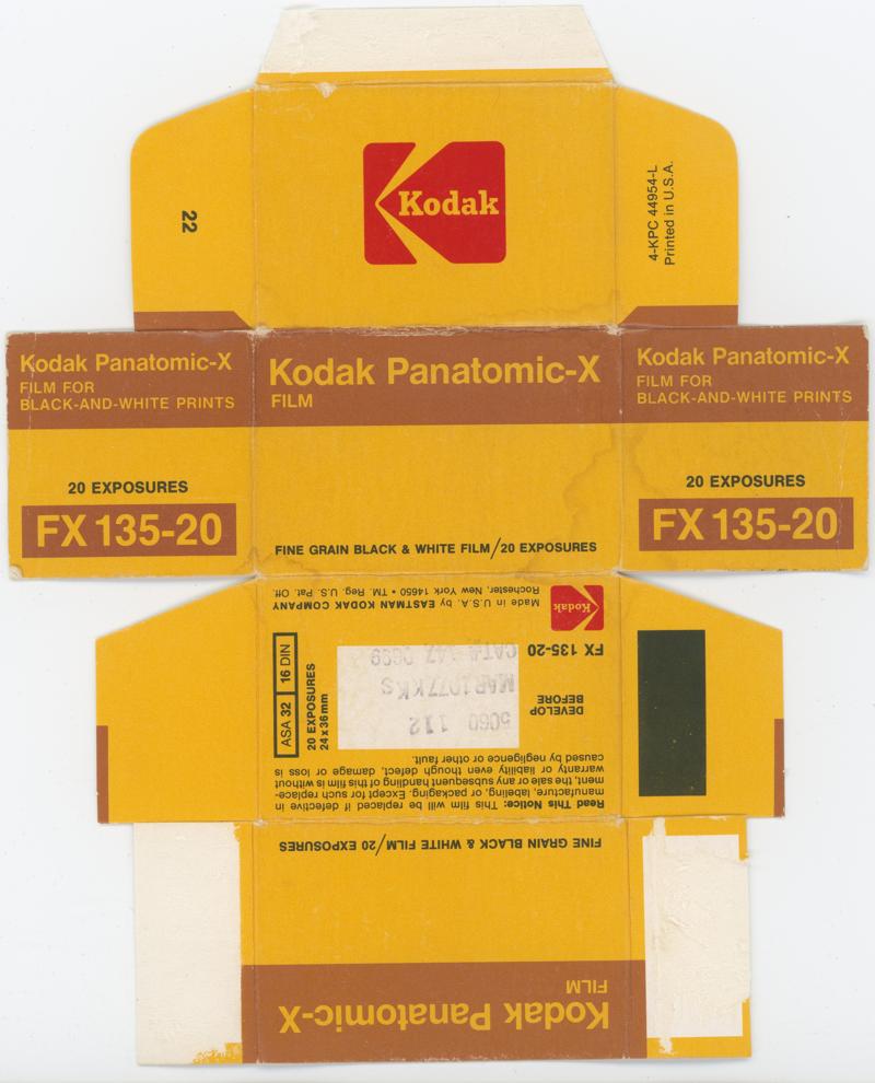 Kodak Panatomic-X film packaging