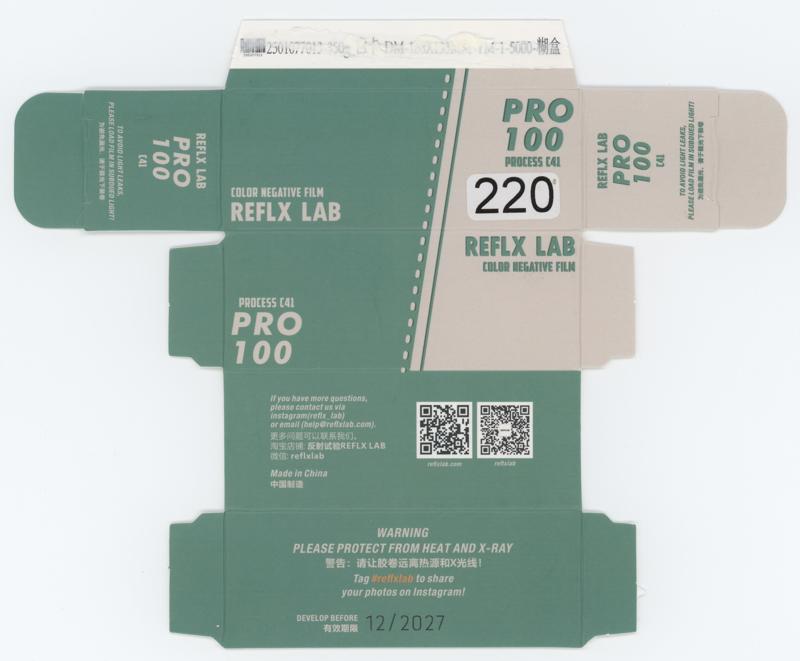 Reflx Lab Pro 100 film packaging