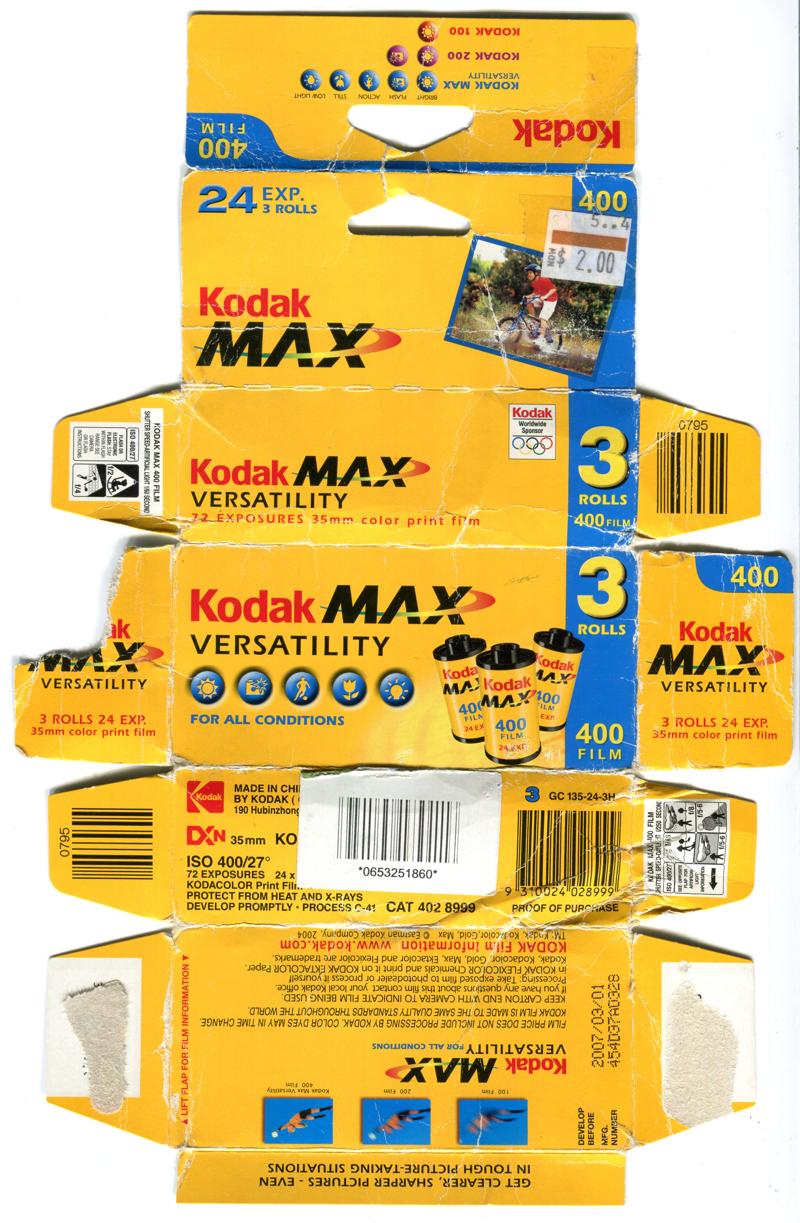 Kodak MAX film packaging