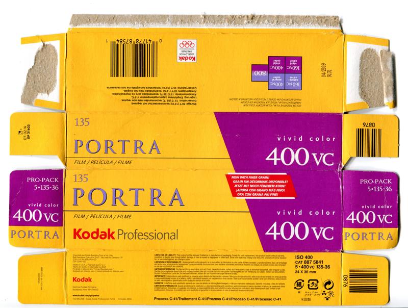 Kodak Portra 400VC film packaging