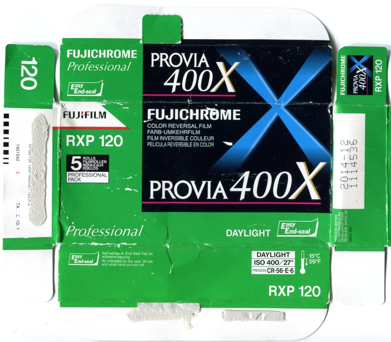 Fujifilm Fujichrome Provia 400X film packaging