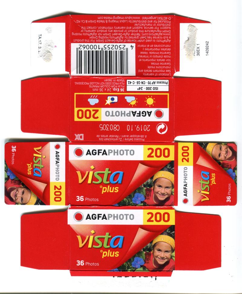 Agfa Vista Plus 200 film packaging
