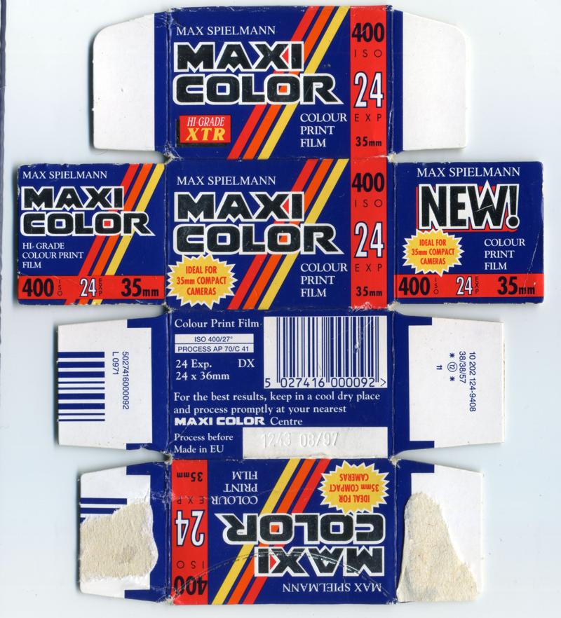 Max Spielmann Maxi Color film packaging