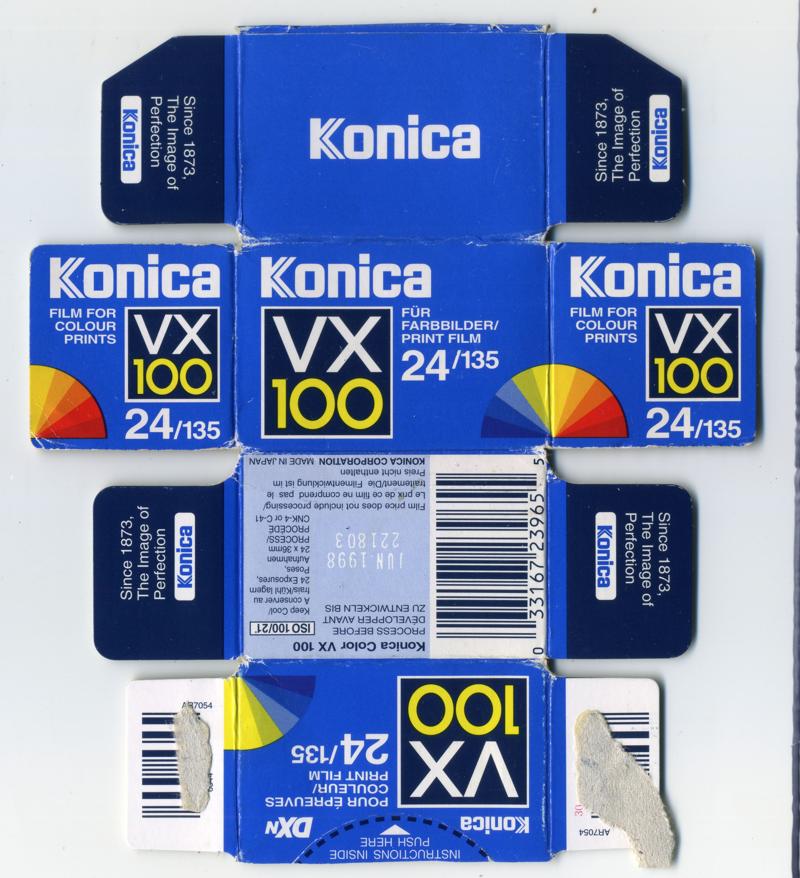 Konica KonicaColor VX 100 film packaging