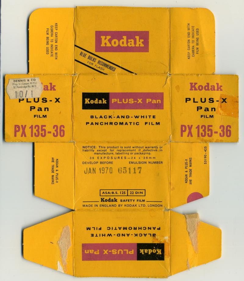 Kodak Plus-X Pan film packaging