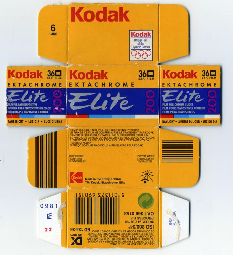 Kodak Ektachrome Elite 200 film packaging