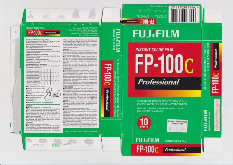 Fujifilm FP-100C film packaging