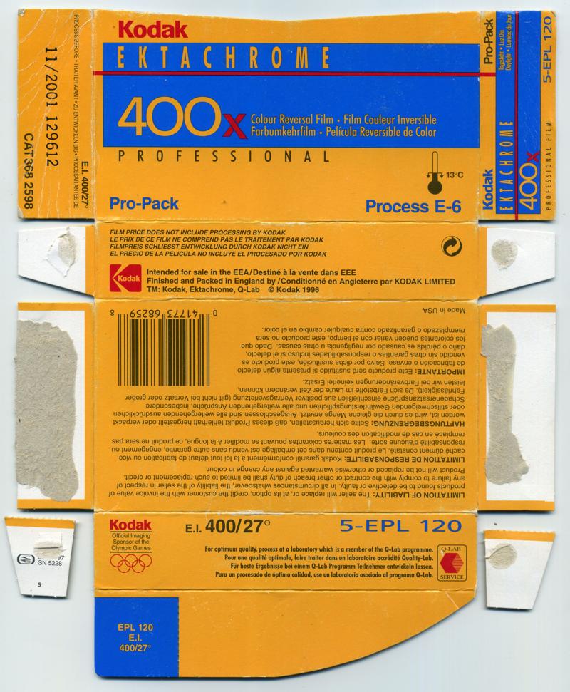 Kodak Ektachrome 400X film packaging