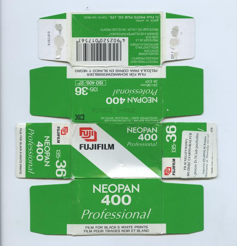 Fujifilm Neopan 400 film packaging