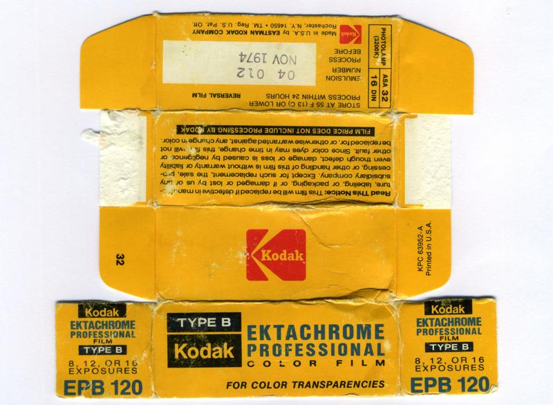 Kodak Ektachrome Professional Type B film packaging